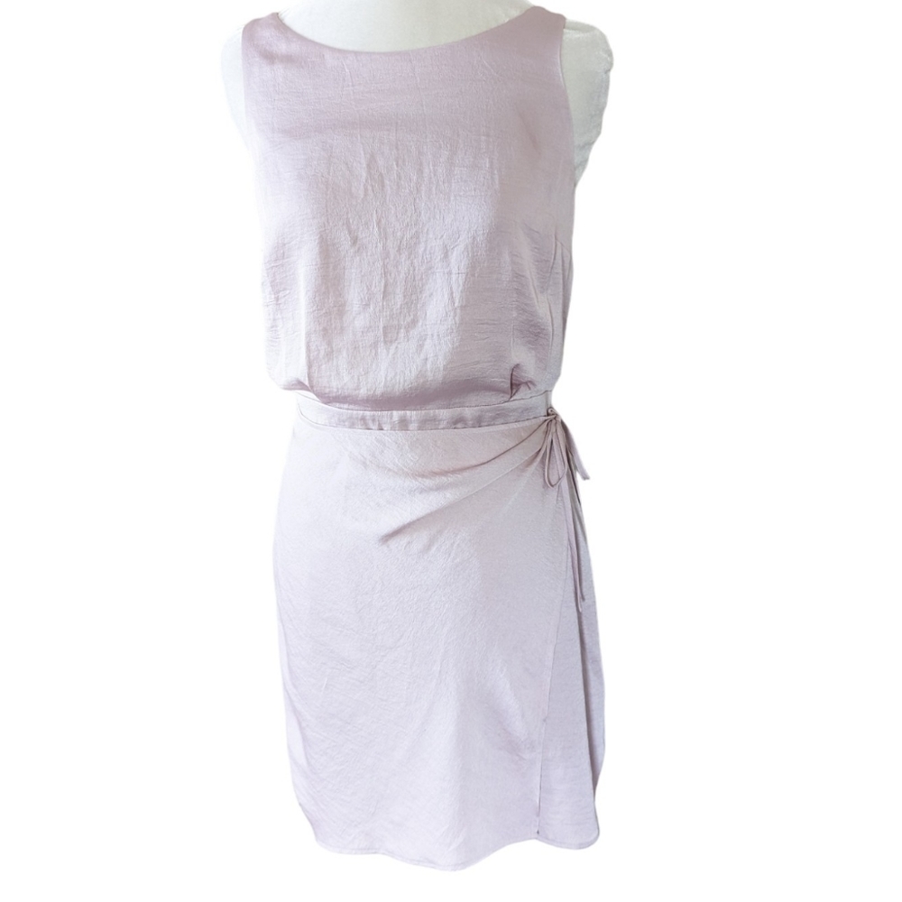 Express Satin Wrap Dress Small Light Pink Purple Sleeveless Short Cocktail